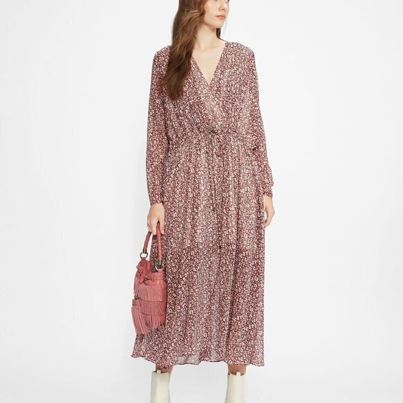 Ted Baker Vallyy Midi Dress Size 8 Ted Size 3 Animal Print Flowy Boho Peasant